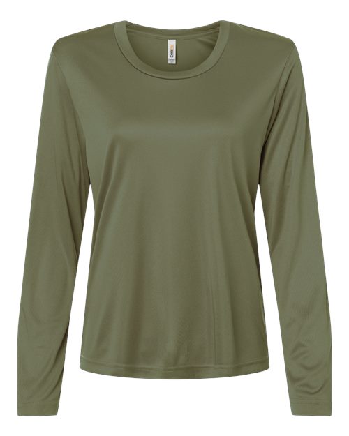 CORE365 Women's Capital Performance Long Sleeve T-Shirt - Military Green Front
