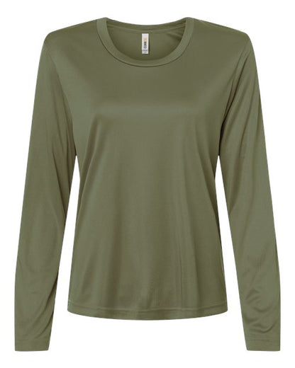CORE365 Women's Capital Performance Long Sleeve T-Shirt - Military Green Front