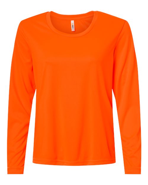 CORE365 Women's Capital Performance Long Sleeve T-Shirt - Safety Orange Front