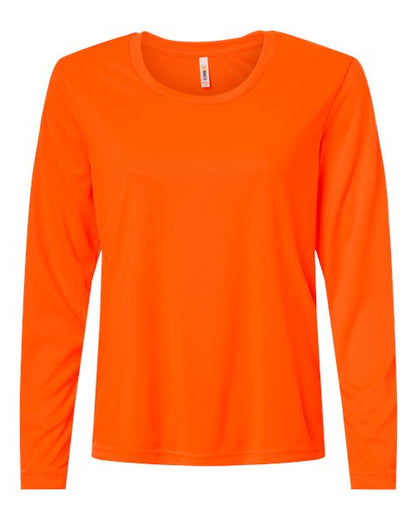 CORE365 Women's Capital Performance Long Sleeve T-Shirt - Safety Orange Front