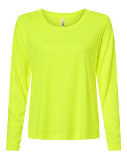 CORE365 Women's Capital Performance Long Sleeve T-Shirt - Safety Yellow Front