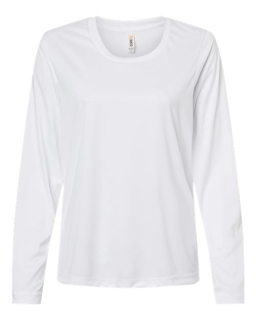 CORE365 Women's Capital Performance Long Sleeve T-Shirt - White Front
