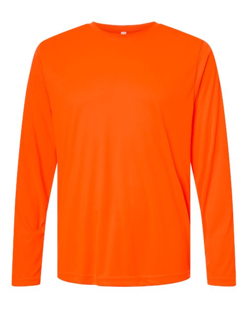 CORE365 Unisex Capital Long Sleeve Performance T-Shirt - Safety Orange Front