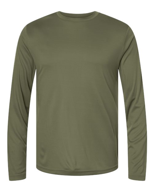 CORE365 Unisex Capital Long Sleeve Performance T-Shirt - Military Green Front
