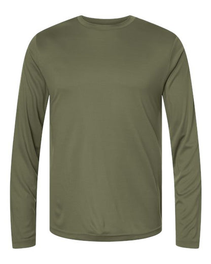 CORE365 Unisex Capital Long Sleeve Performance T-Shirt - Military Green Front