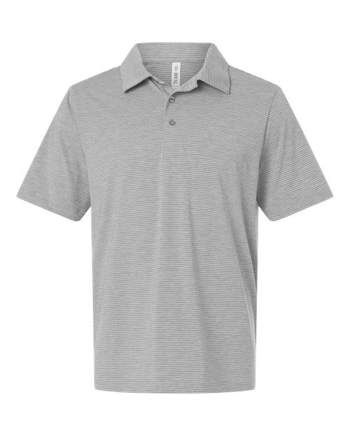 Team 365 Men's Relay Heathered Stripe Polo - Athletic Heather/ White Front