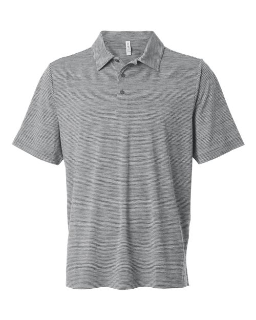 Team 365 Men's Relay Heathered Stripe Polo - Black Heather/ White Front