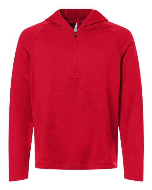 Team 365 Men's Qualify Quarter-Zip Hooded Pullover - Sport Red Front