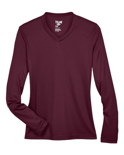 Team 365 Women's Zone Performance Long Sleeve T-Shirt - Sport Dark Maroon Front