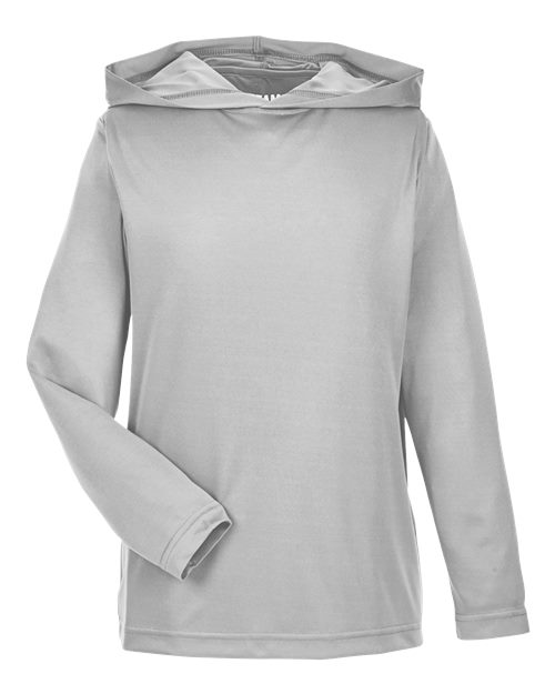 Team 365 Youth Zone Performance Hooded Long Sleeve T-Shirt - Sport Silver Front