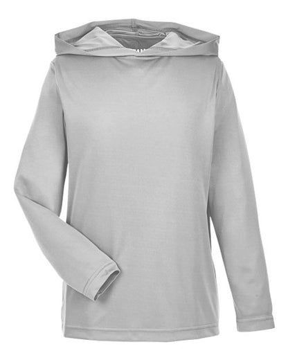 Team 365 Youth Zone Performance Hooded Long Sleeve T-Shirt - Sport Silver Front