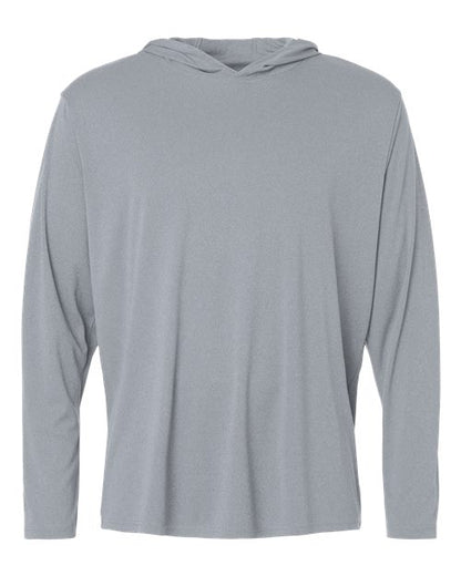 AllPro Men's Pro-Lock Performance Hooded Long Sleeve T-Shirt - Heather Steel Front