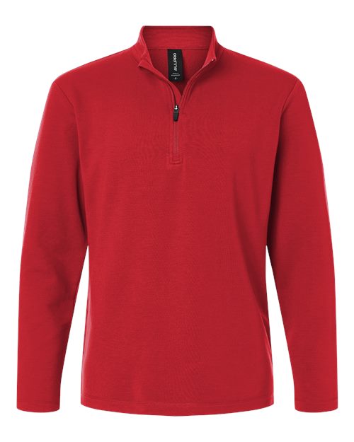 AllPro Men's Stretch Quarter-Zip Fleece Pullover - Red Front