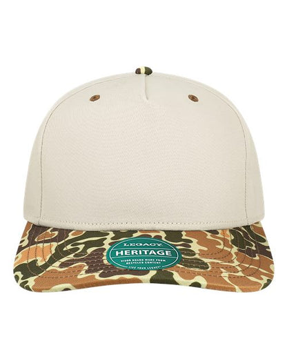 LEGACY Heritage Twill Cap - Stone/ Brown Duck Camo Front