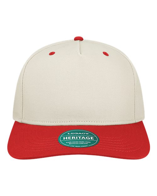 LEGACY Heritage Twill Cap - Stone/ Scarlet Red Front