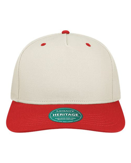LEGACY Heritage Twill Cap - Stone/ Scarlet Red Front