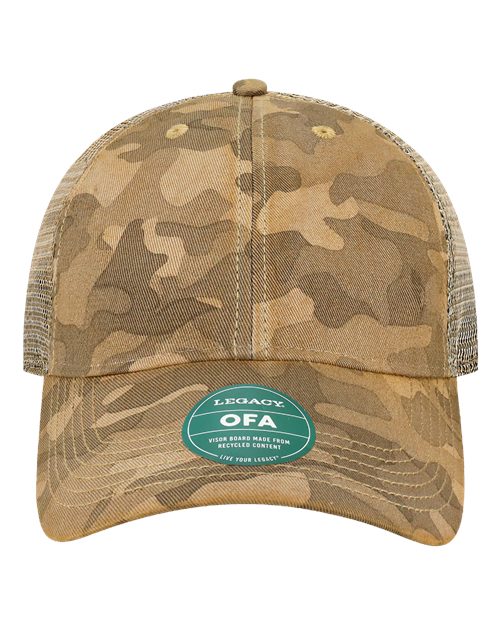 LEGACY Old Favorite Trucker Cap - Desert Field Camo/ Java Front