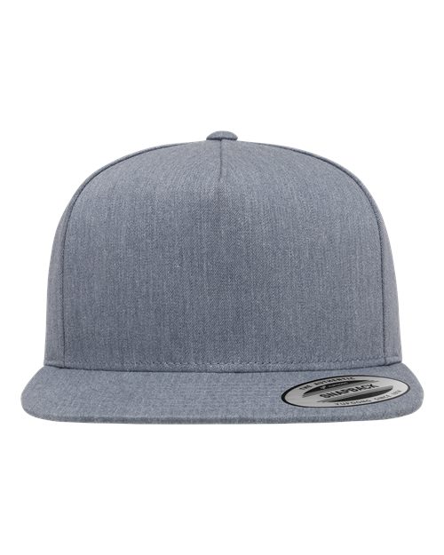 YP Classics Five-Panel Cotton Twill Snapback Cap - Light Heather Grey Front