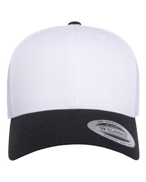 YP Classics Retro Trucker Cap - Black/ White/ White Front