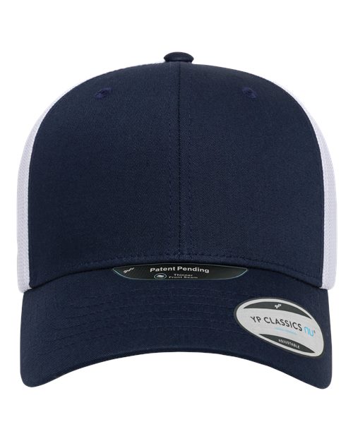 YP Classics NU Retro Trucker Cap - Navy/ White Front