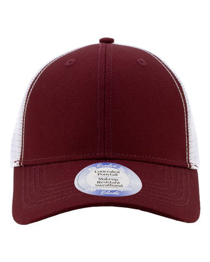 Infinity Her Women's Modern Trucker Cap - Maroon/ White Front