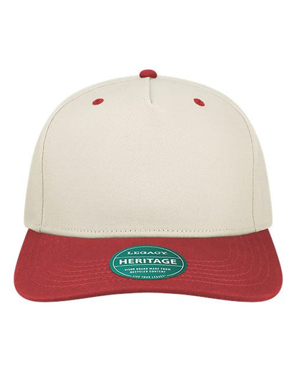 LEGACY Heritage Twill Cap - Stone/ Cardinal Red Front