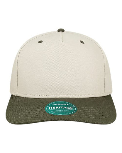 LEGACY Heritage Twill Cap - Stone/ Olive Green Front