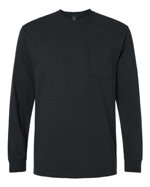 Unisex Ultra Cotton® Long Sleeve Pocket T-Shirt - Black Front