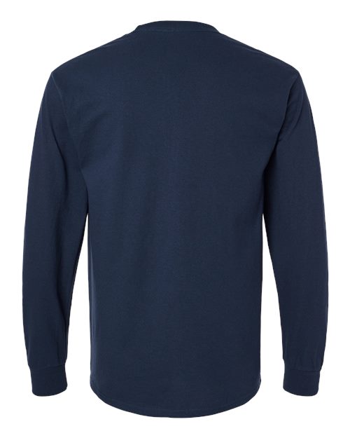 Unisex Ultra Cotton® Long Sleeve Pocket T-Shirt - Navy Back