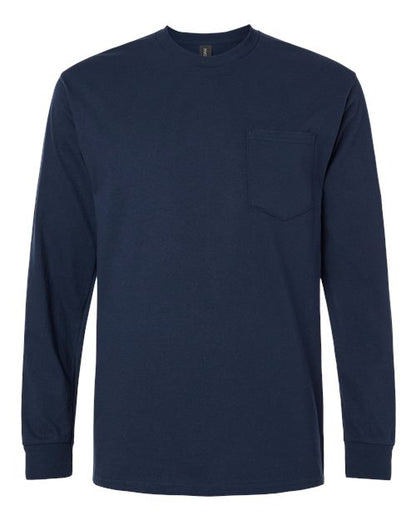 Unisex Ultra Cotton® Long Sleeve Pocket T-Shirt - Navy Front
