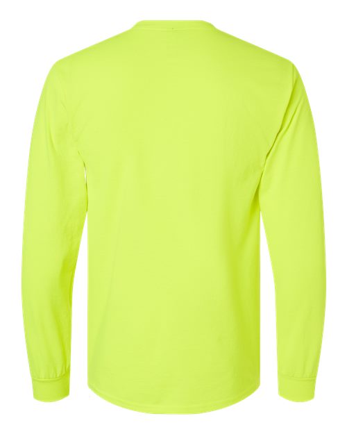 Unisex Ultra Cotton® Long Sleeve Pocket T-Shirt - Safety Green Back