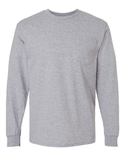 Unisex Ultra Cotton® Long Sleeve Pocket T-Shirt - Sport Grey Front