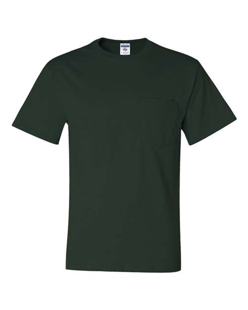 JERZEES Unisex Dri-Power® 50/50 Pocket T-Shirt - Forest Green Front
