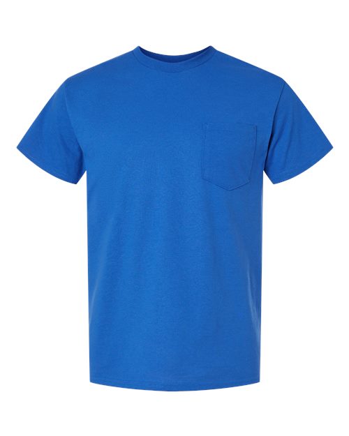 Unisex DryBlend® Pocket T-Shirt - Royal Front