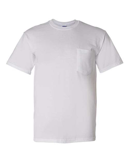 Unisex DryBlend® Pocket T-Shirt - White Front