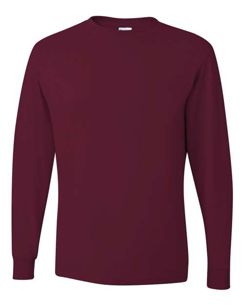 JERZEES Unisex Dri-Power® Long Sleeve 50/50 T-Shirt - Maroon Front
