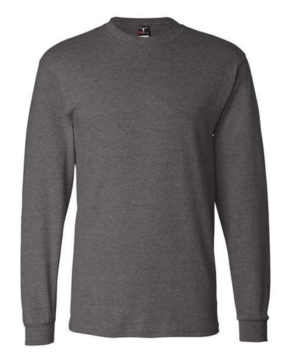 Hanes Unisex Beefy-T® Long Sleeve T-Shirt - Charcoal Heather Front