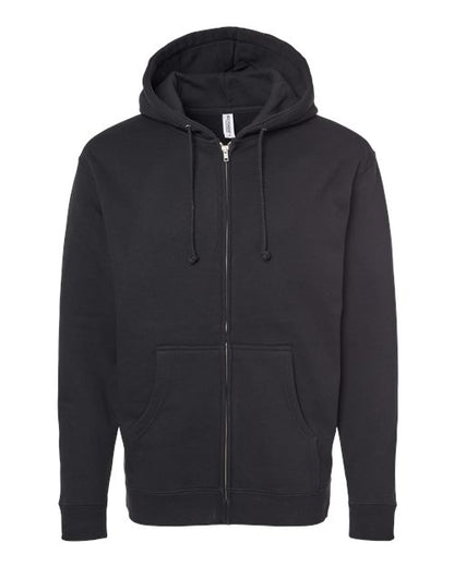 Independent Trading Co. Unisex Heavyweight Full-Zip Hooded Sweatshirt - Black Front