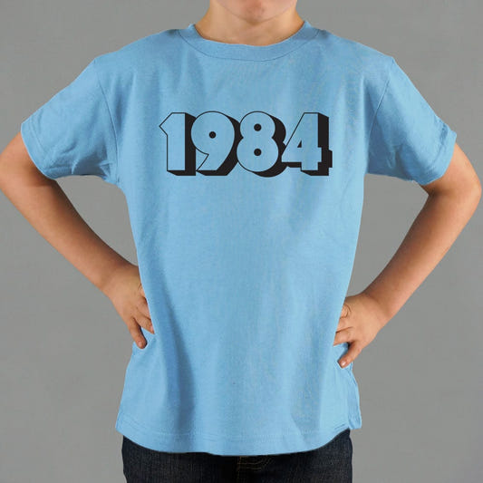 1984 Retro Design graphic Kids T-Shirt in Blue