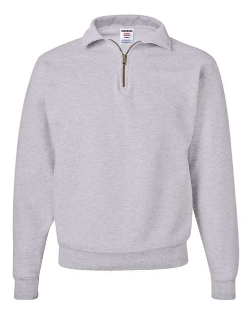 JERZEES Unisex Super Sweats NuBlend® Quarter-Zip Cadet Collar Sweatshirt - Ash Front