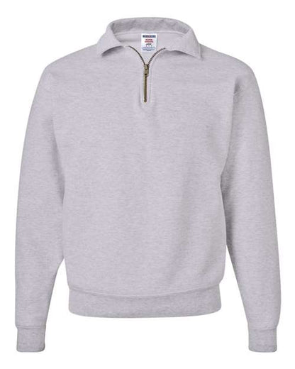JERZEES Unisex Super Sweats NuBlend® Quarter-Zip Cadet Collar Sweatshirt - Ash Front