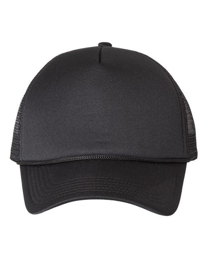 Valucap Foam Mesh-Back Trucker Cap - Black/ Black Front