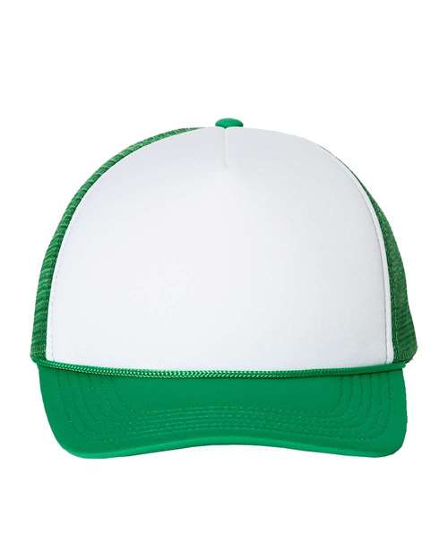 Valucap Foam Mesh-Back Trucker Cap - White/ Kelly Front