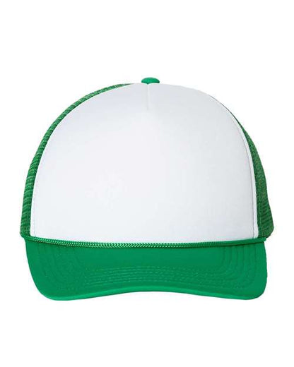 Valucap Foam Mesh-Back Trucker Cap - White/ Kelly Front