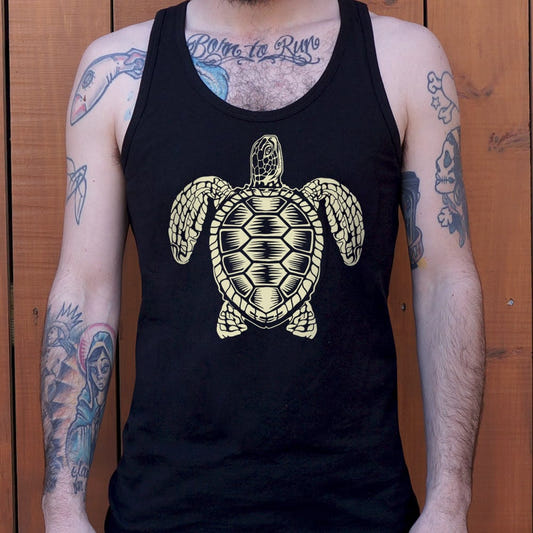 Sea Turtle Spirit Tribal Design graphic Men's Tank Top in Black