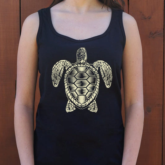 Sea Turtle Spirit Tribal Design graphic Women's Tank Top in Midnight