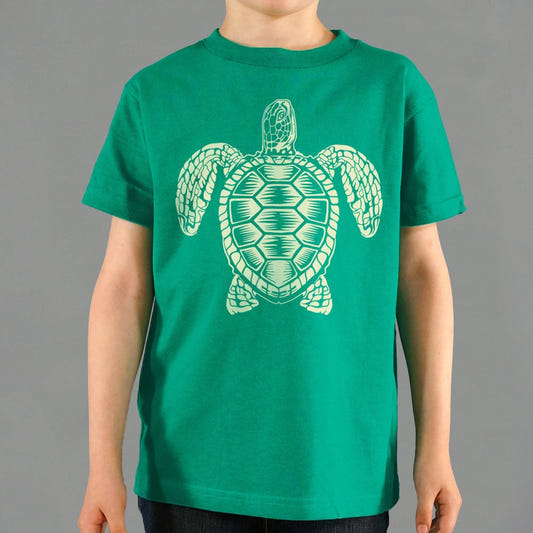 Sea Turtle Spirit Tribal Design graphic Kids T-Shirt in Green