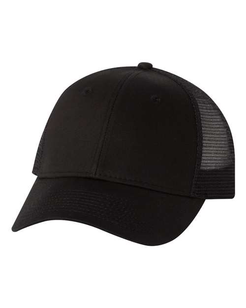 Valucap Mesh-Back Twill Trucker Cap - Black Front