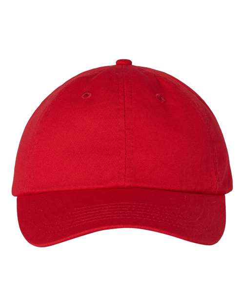 Valucap Bio-Washed Classic Dad Hat - Red Front