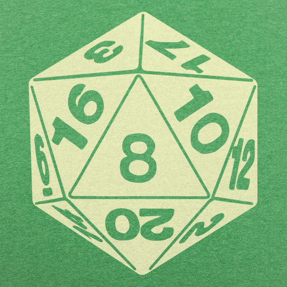20-Sided Die D20 Tabletop Gaming Dice graphic Unisex Heavyweight T-Shirt in Kelly Green Heather
